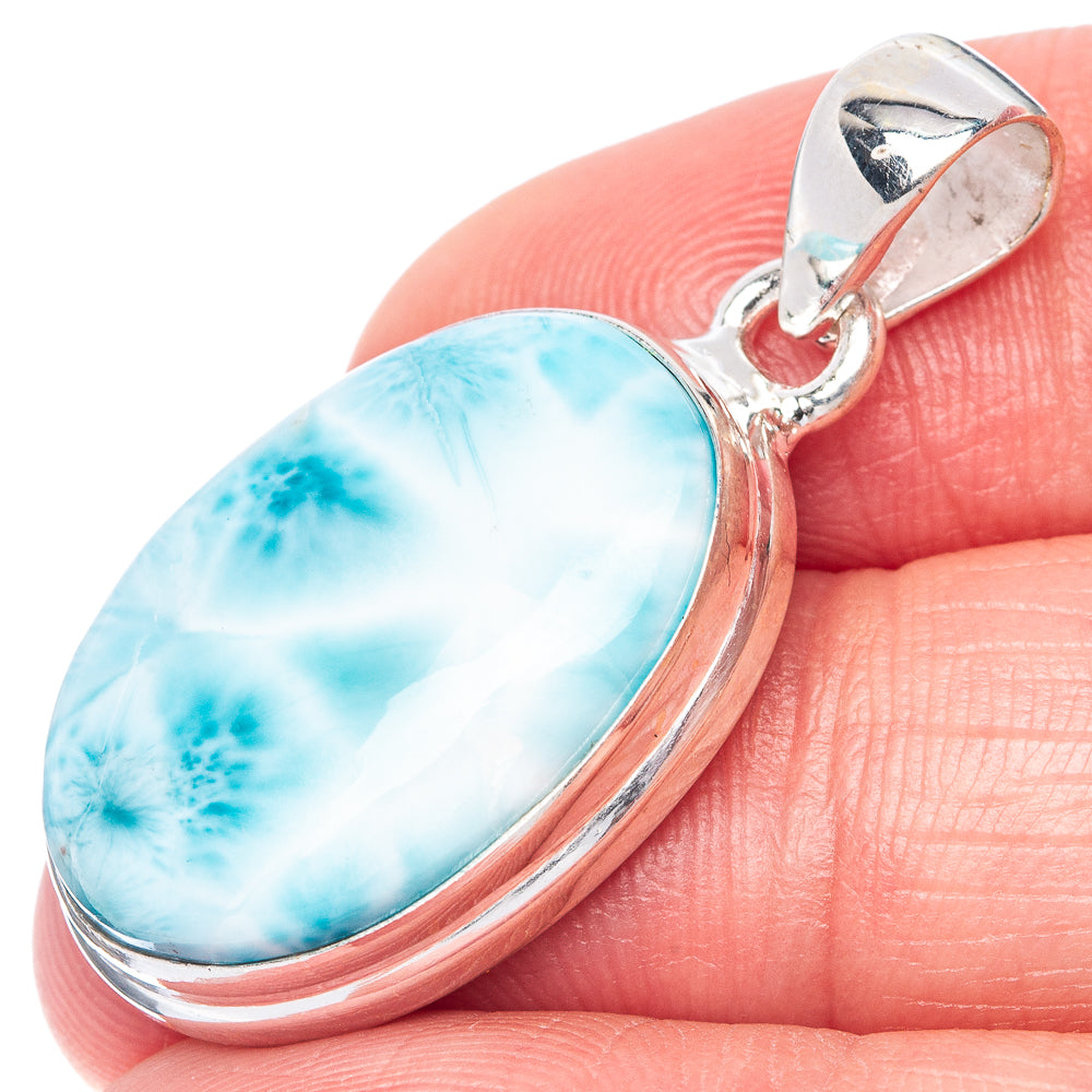 Larimar Pendant 1 3/8" (925 Sterling Silver) P41063