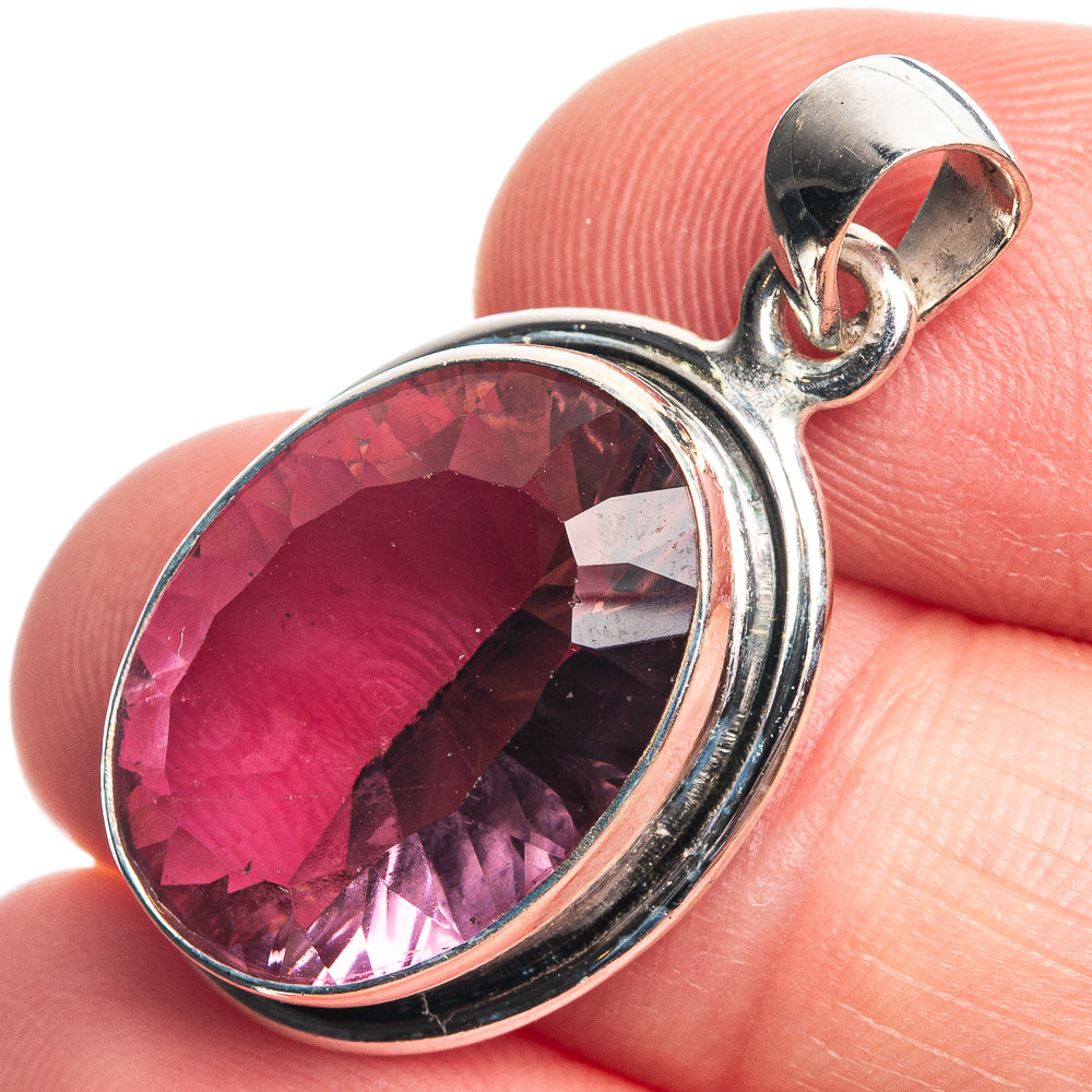 Faceted Color Change Alexandrite (Lab.) Pendant 1 1/4" (925 Sterling Silver) P39064