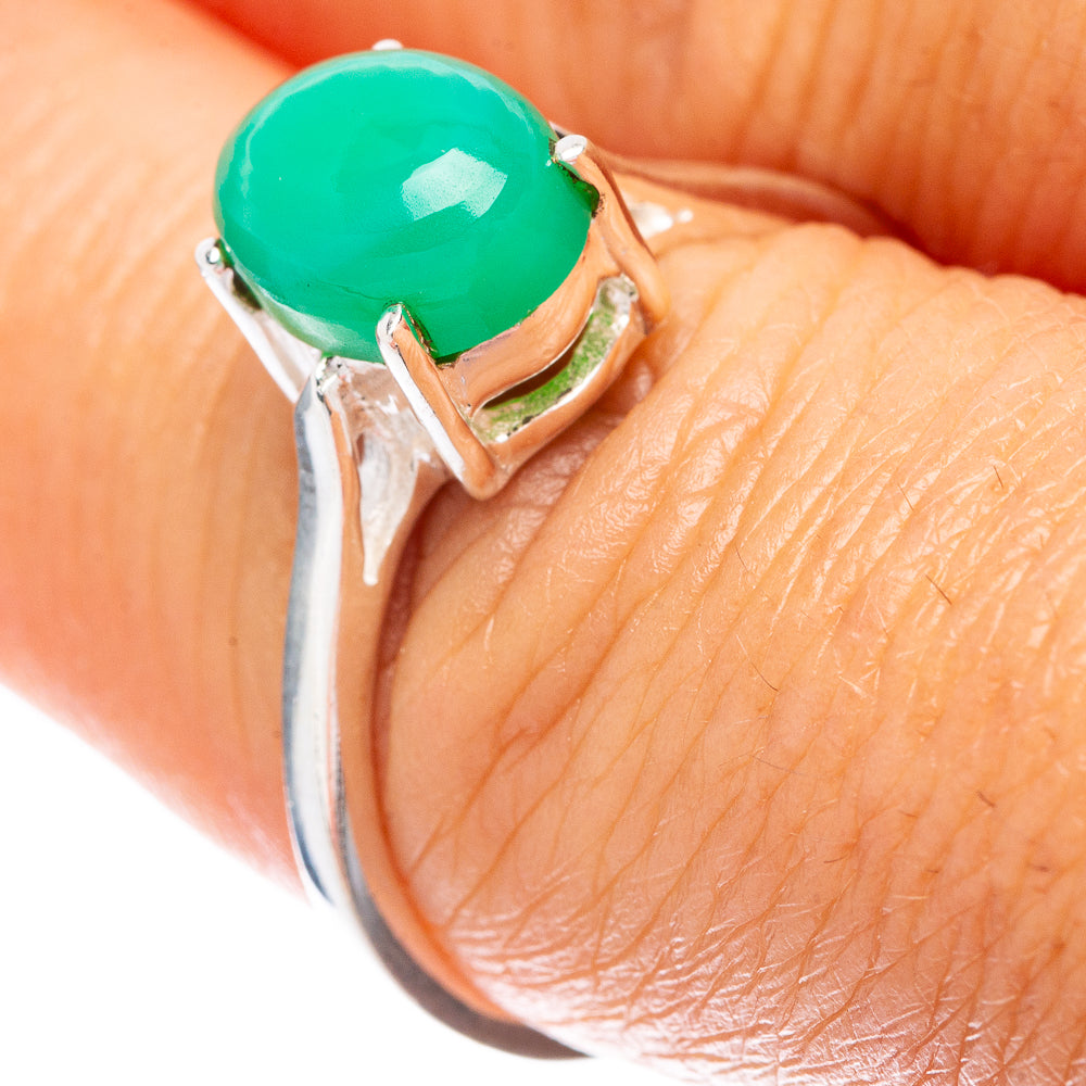 Chrysoprase Dainty Ring Size 7.75 (925 Sterling Silver) R5899
