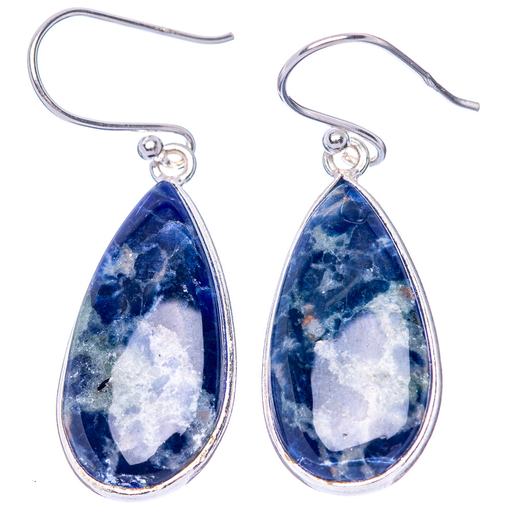 Sodalite Earrings 1 5/8" (925 Sterling Silver) E1483