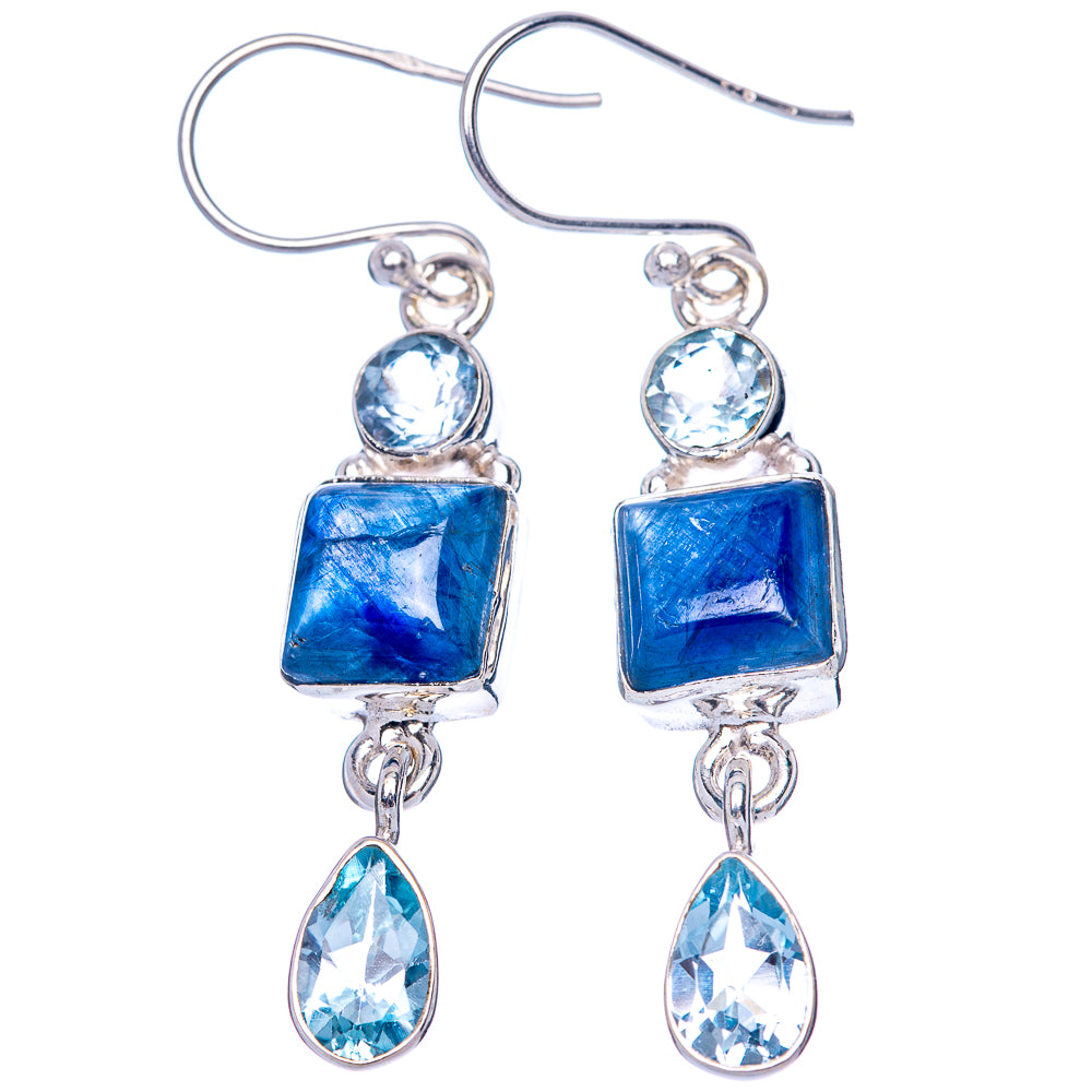 Kyanite, Blue Topaz Earrings 1 3/4" (925 Sterling Silver) E1515