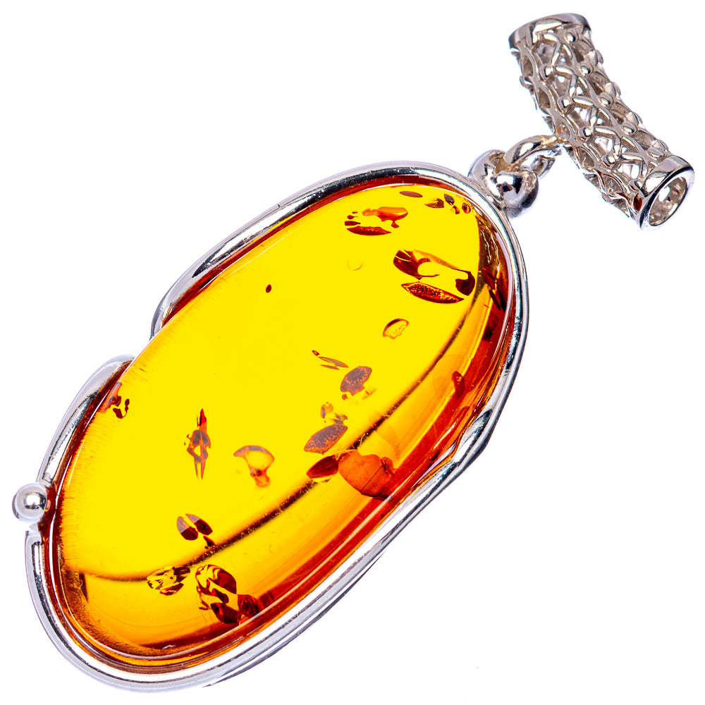 Anasilvercos Baltic Amber Pendant 1 7/8" (925 Sterlnig Silver)