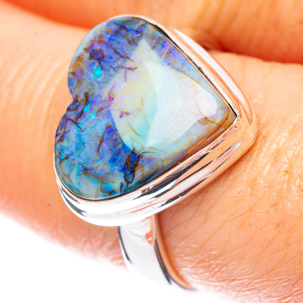 Rare Sterling Opal Heart Ring Size 8.25 (925 Sterling Silver) R3089