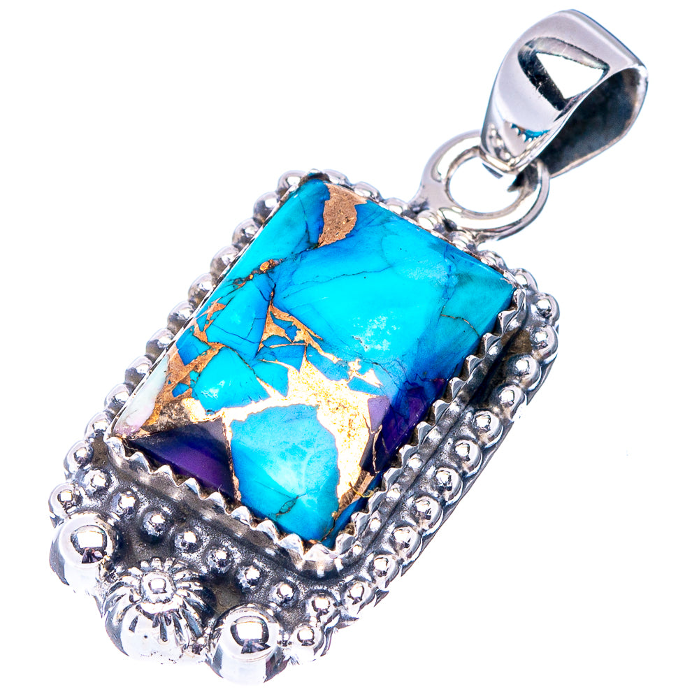 Ice Blue Dahlia Mohave Turquoise Pendant 1 3/8" (.925 Sterling Silver)