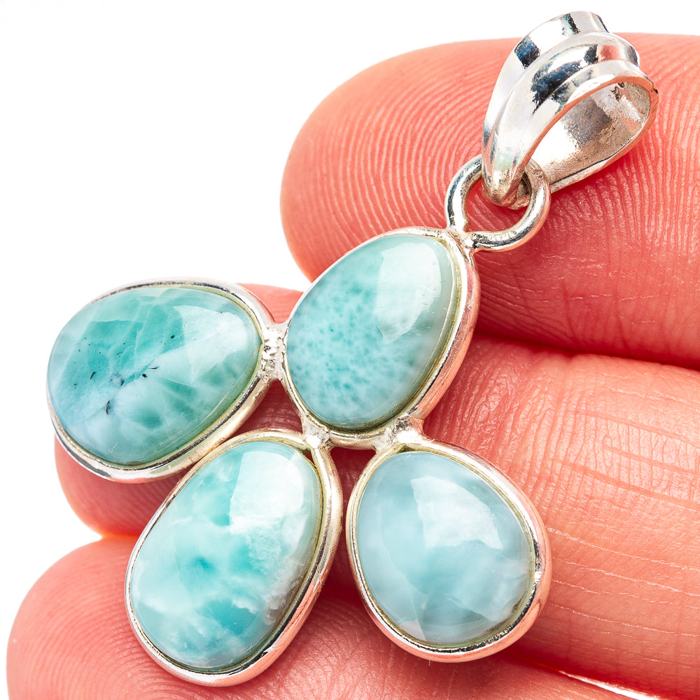 Rare Larimar Pendant 1 3/8" (.925 Sterling Silver)