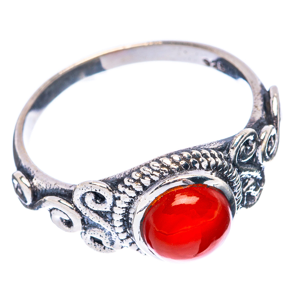 Carnelian Dainty Ring Size 7.75 (925 Sterling Silver) R5878