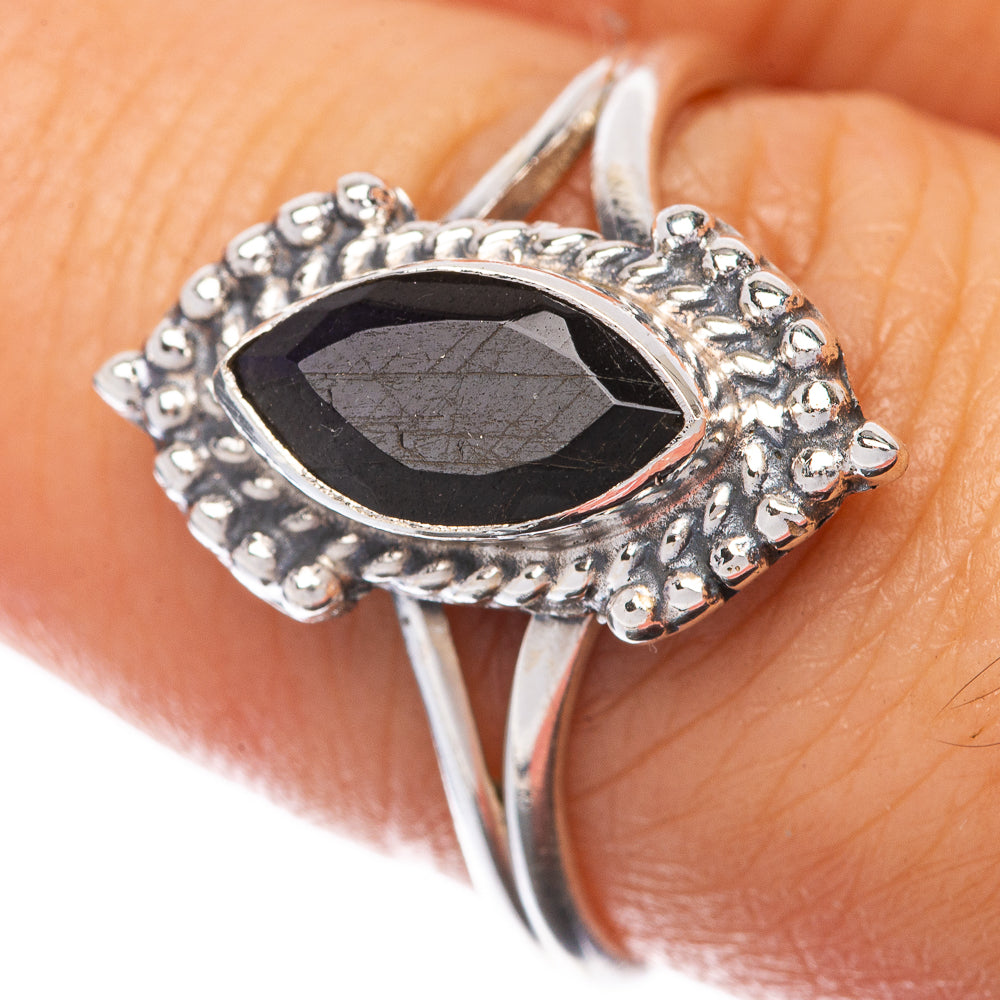 Black Onyx Dainty Ring Size 8.25 (925 Sterling Silver) R145233