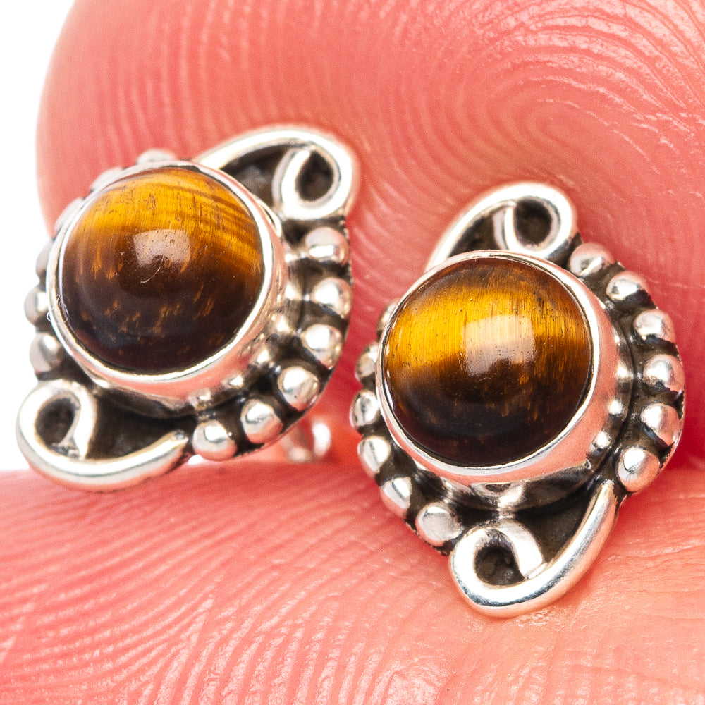 Tiger Eye Dainty Earrings 3/8" (925 Sterling Silver) E1995