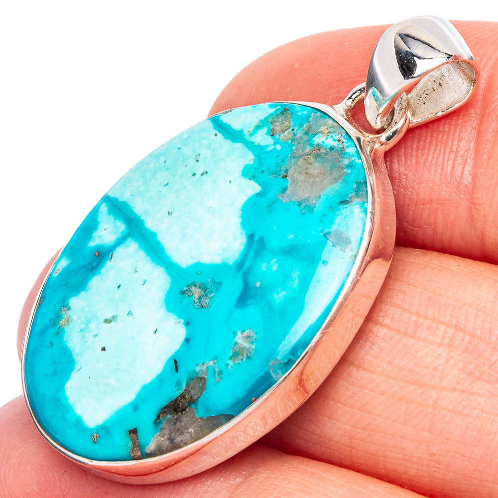 Rare Persian Turquoise Pendant 1 3/8" (925 Sterling Silver) P44900