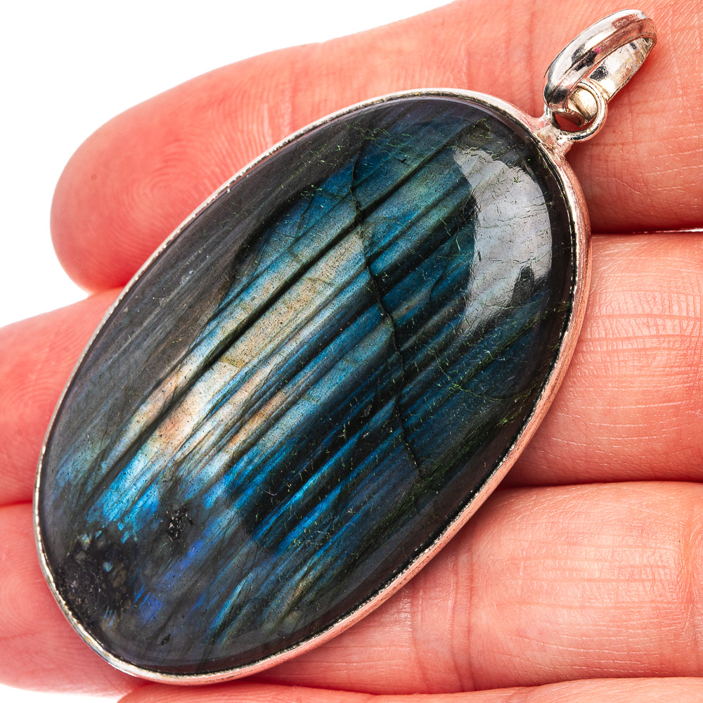 Labradorite Pendant 2 3/8" (Silver Plated)