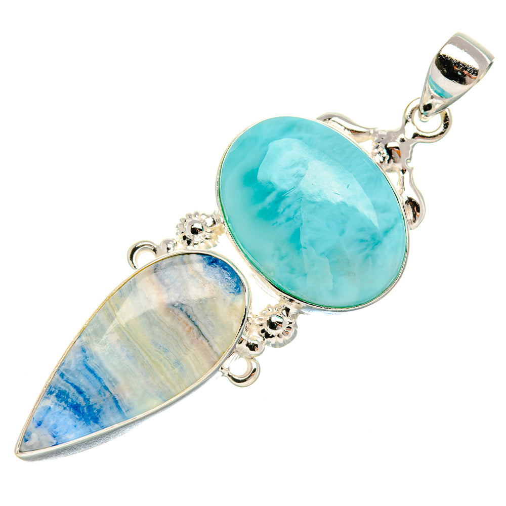 Blue Scheelite, Larimar Pendant 2 1/2" (925 Sterling Silver) PD37880