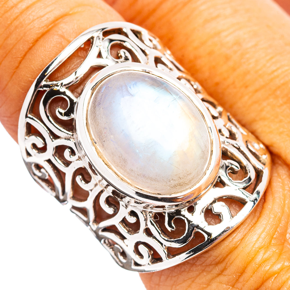 Huge Premium Rainbow Moonstone Ring Size 8 (.925 Sterling Silver)