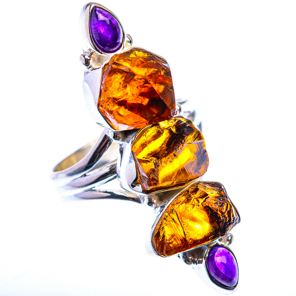 Large Raw Citrine, Amethyst Ring Size 9 (925 Sterling Silver) RING140185