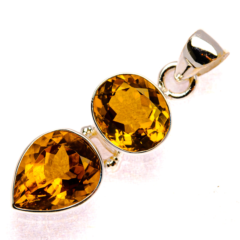 Faceted Citrine Pendant 1 1/2" (925 Sterling Silver) PD37944