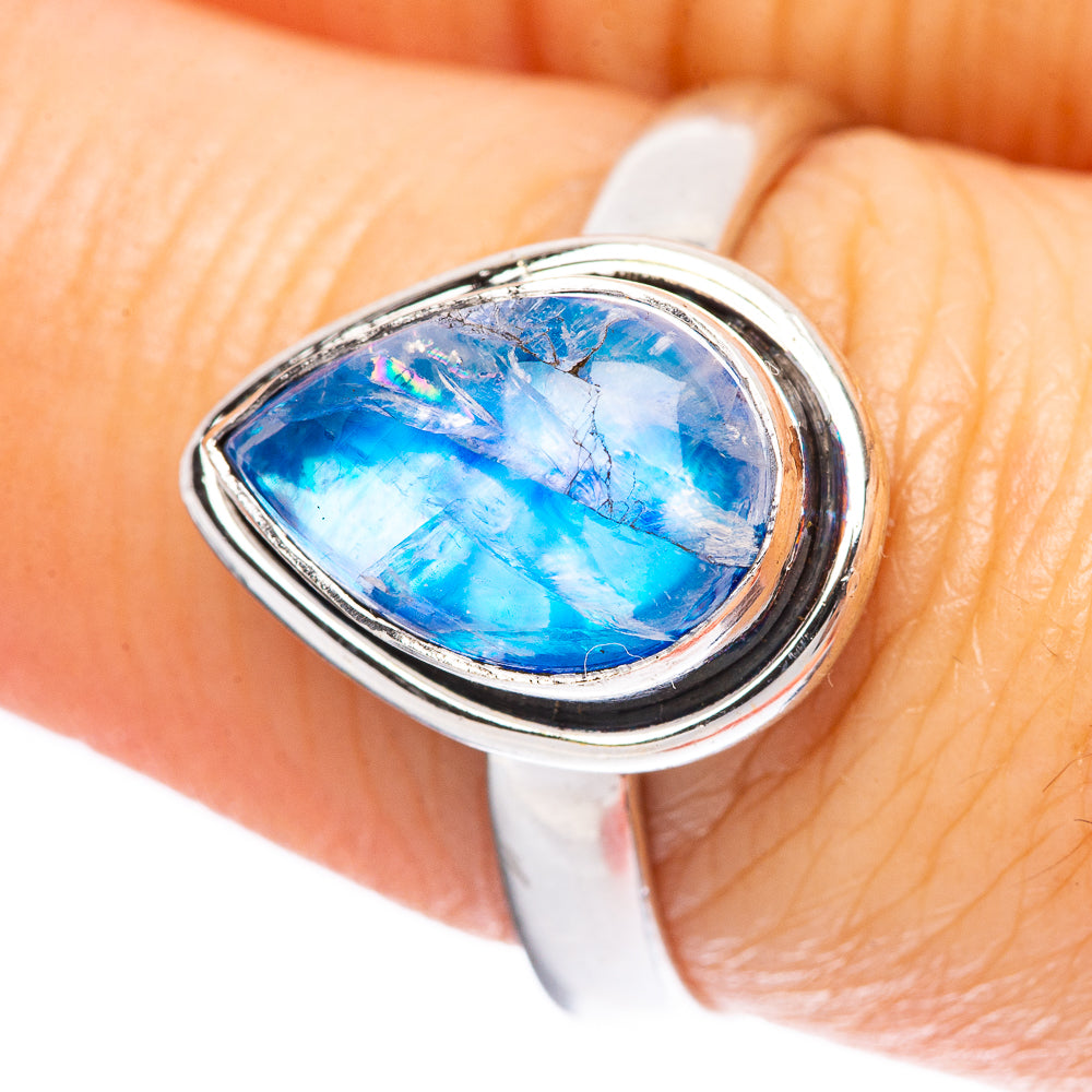 Rainbow Moonstone Ring Size 8 (925 Sterling Silver) R3781