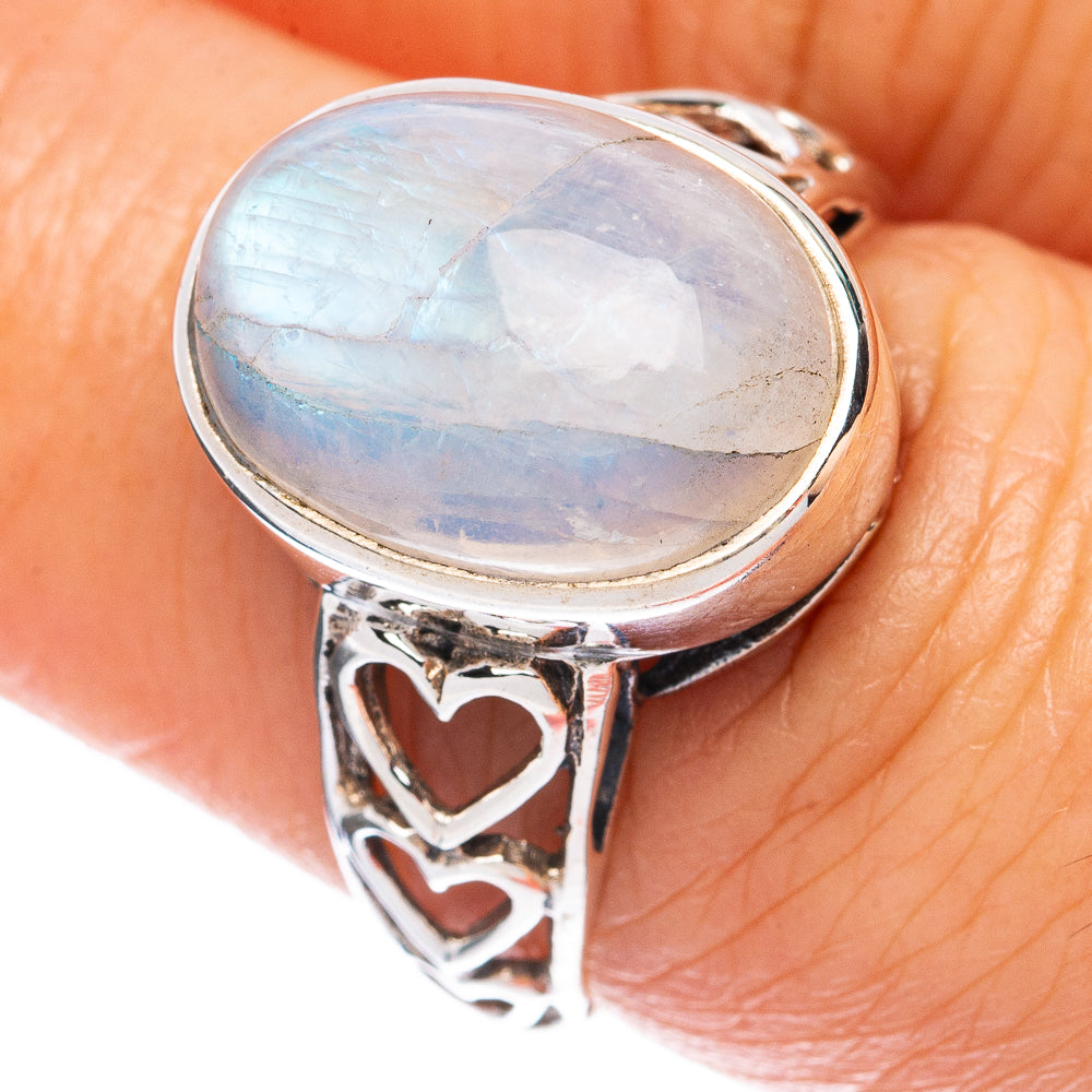 Rainbow Moonstone Ring Size 7 (925 Sterling Silver) R2808