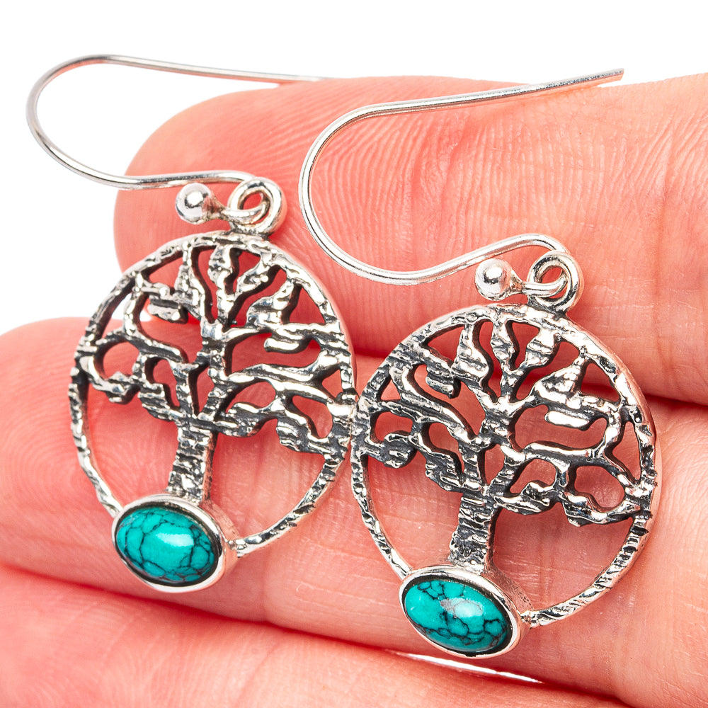 Turquoise Howlite Earrings 1 3/8" (925 Sterling Silver) E2956