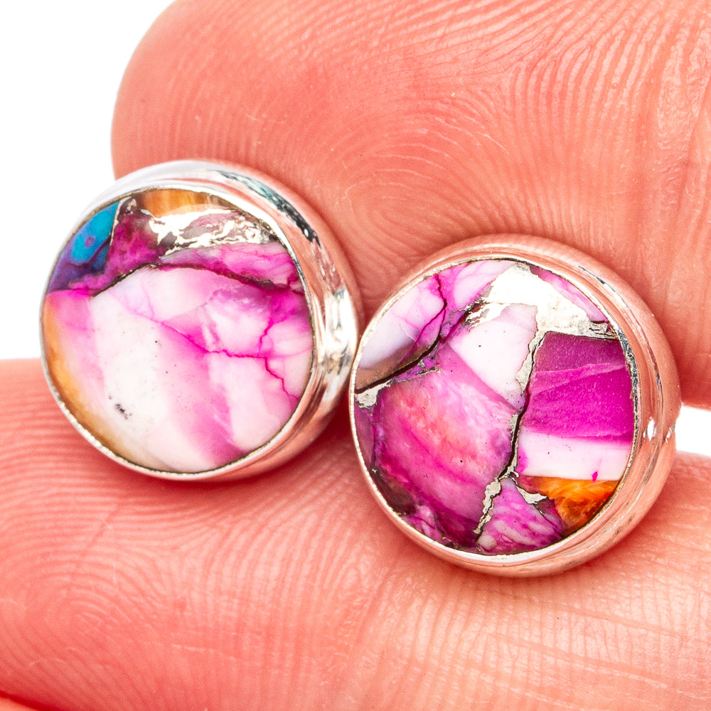 Purple Dahlia Mohave Turquoise Earrings 3/8" (.925 Sterling Silver)