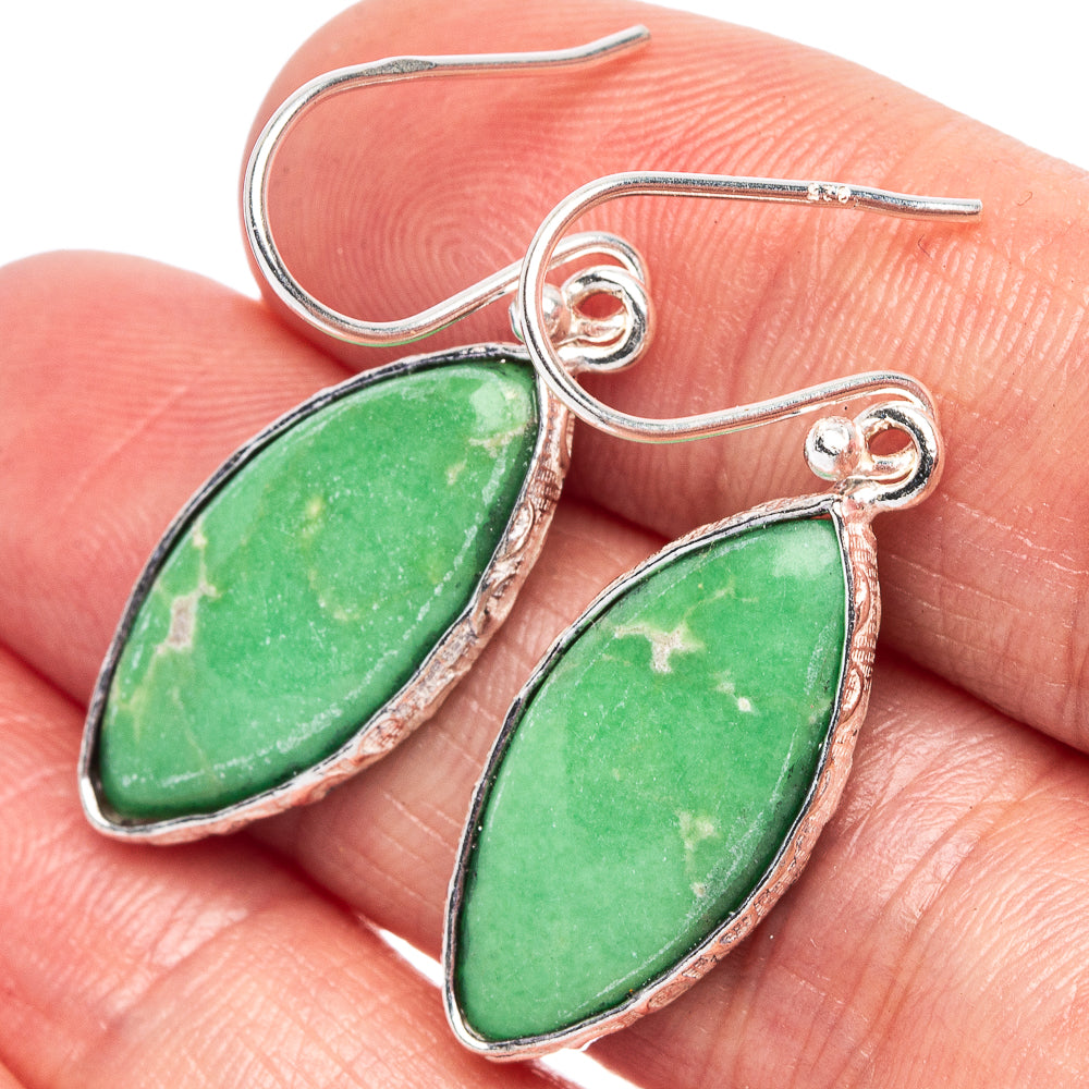 Variscite 925 Sterling Silver Earrings 1 1/2" (925 Sterling Silver) E1991