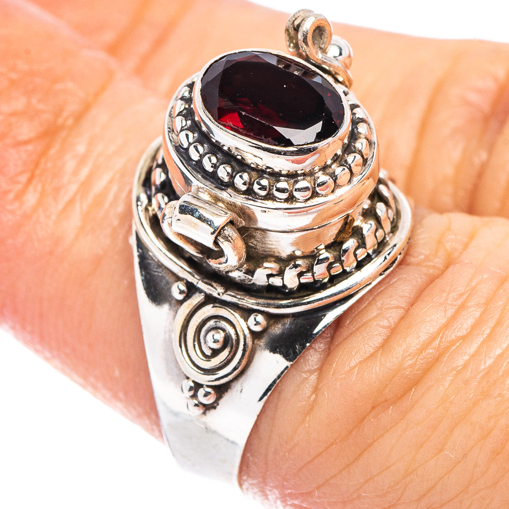 Garnet Poison Ring Size 6.25 (.925 Sterling Silver)