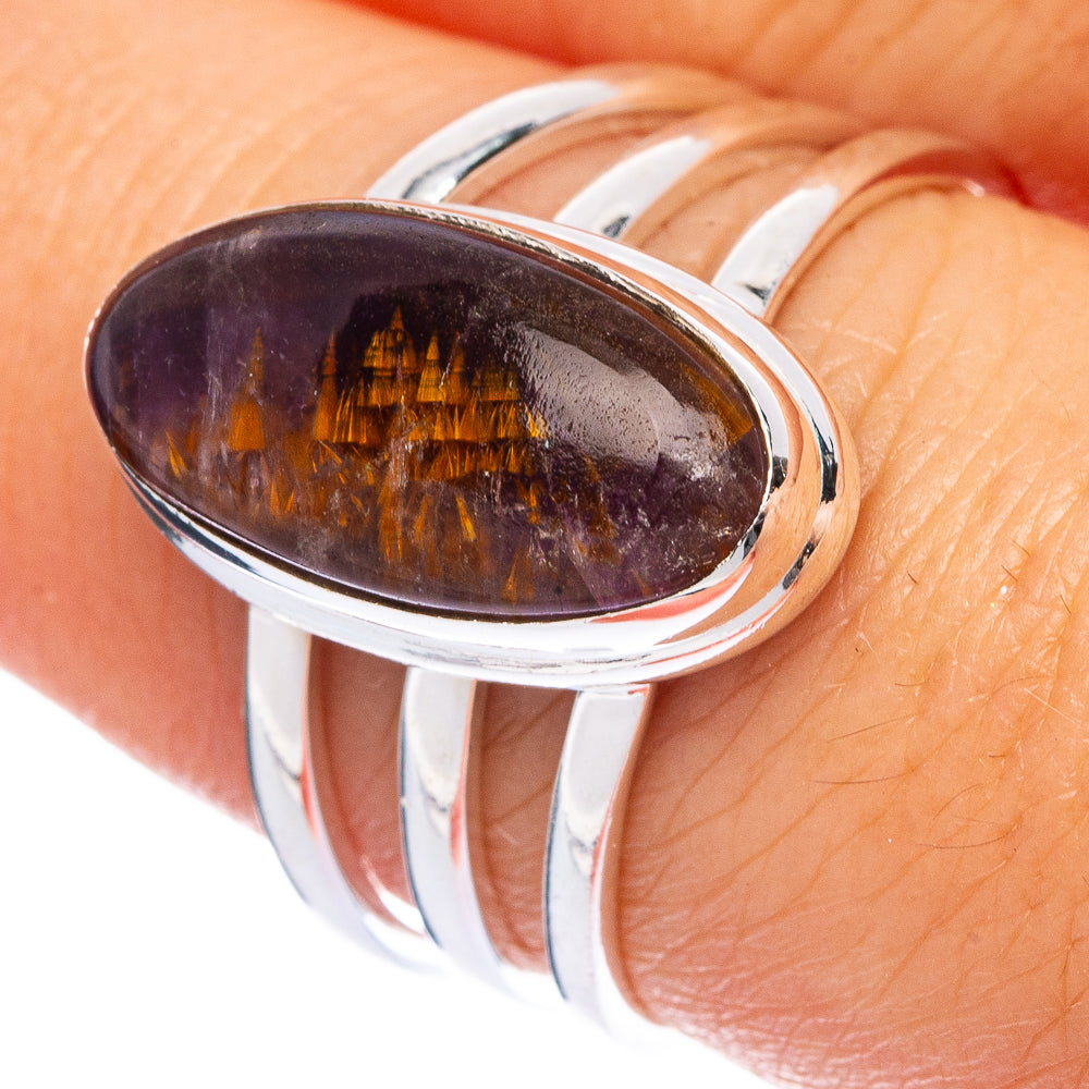 Rare Cacoxenite Amethyst Ring Size 7.5 (925 Sterling Silver) R145542