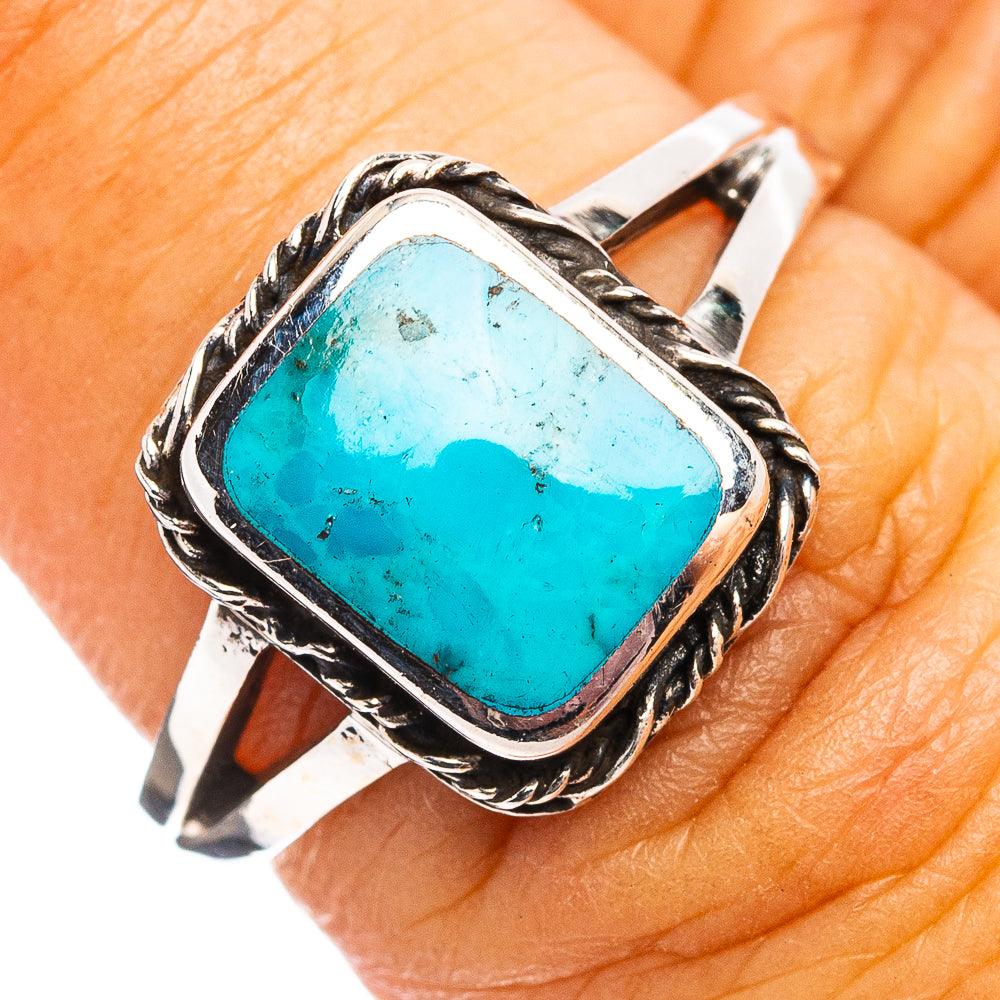 Native Style Mohave Turquoise Ring Size 6.5 (.925 Sterling Silver)
