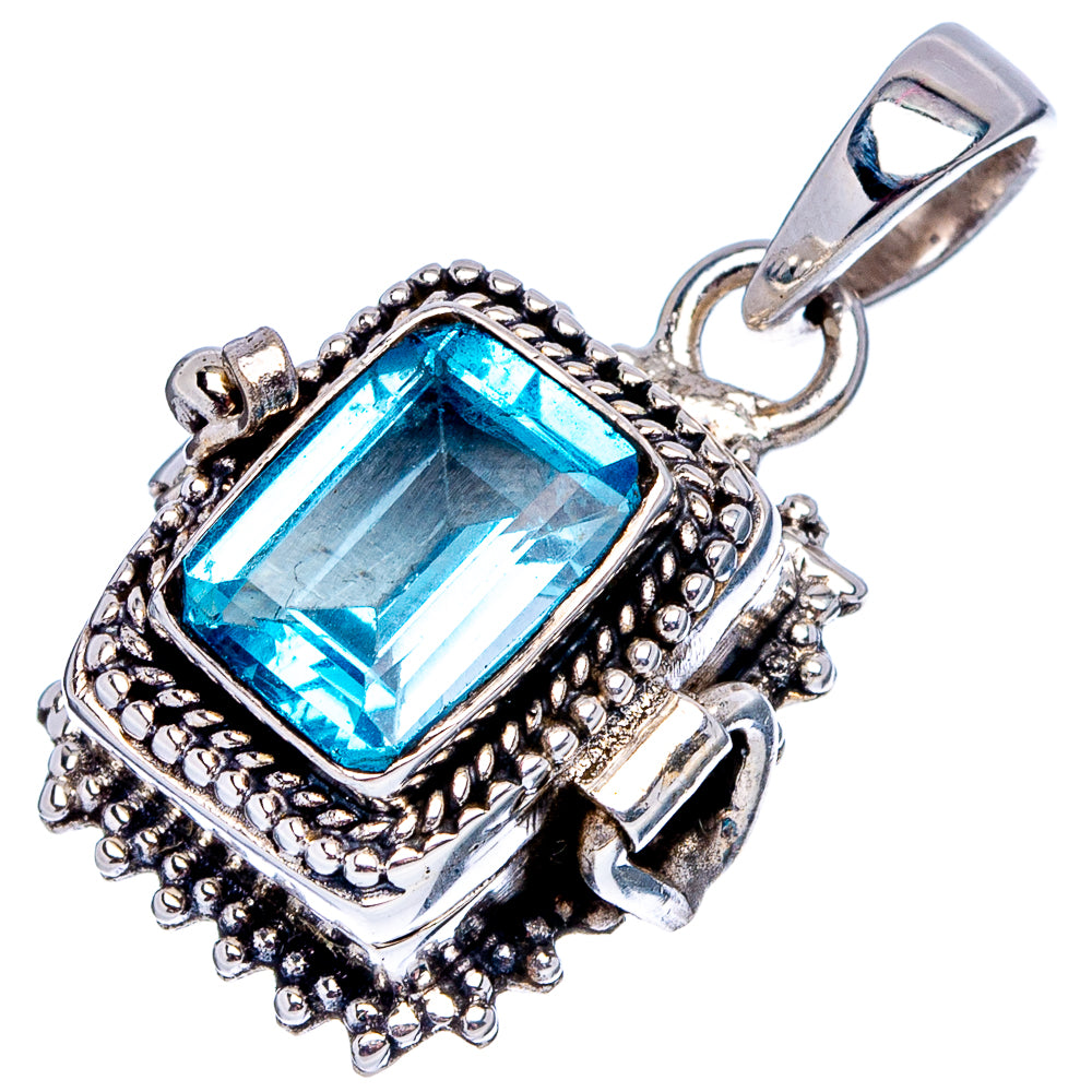 Premium Blue Topaz Poison Pendant 1 1/4" (.925 Sterling Silver)