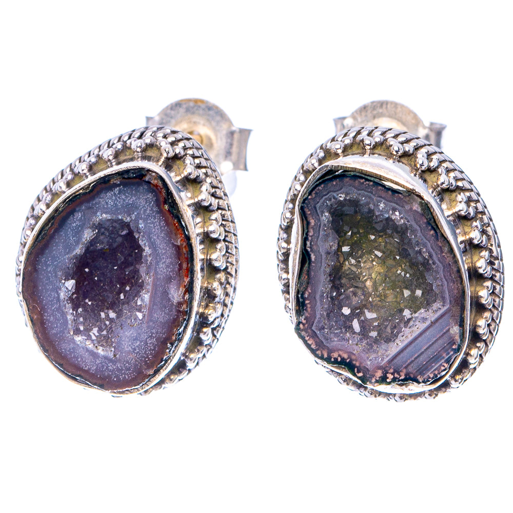 Coconut Geode Druzy Earrings 1/2" (.925 Sterling Silver)