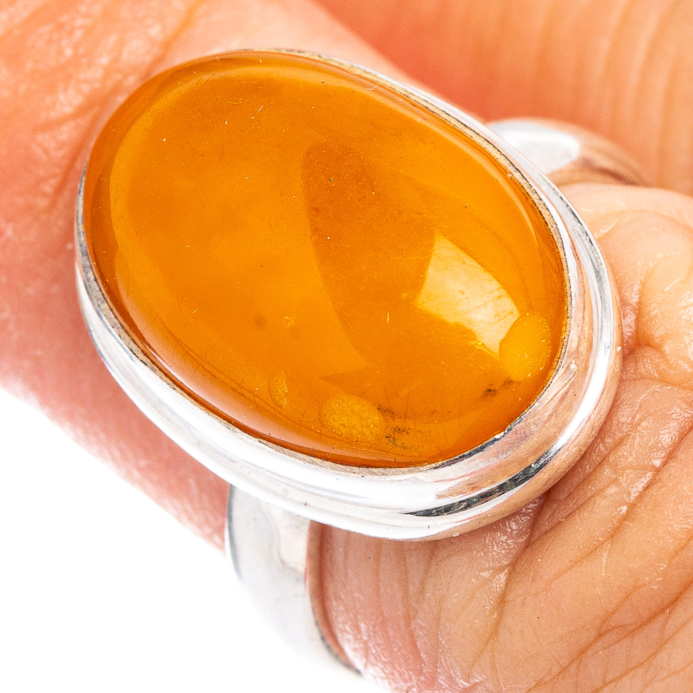 Bone Amber Ring Size 6 (.925 Sterling Silver)