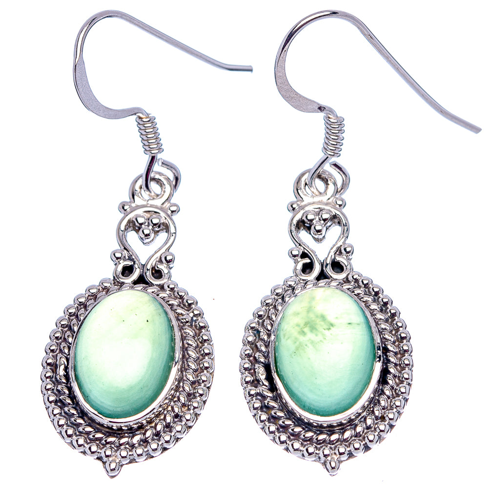 Premium Nephrite Jade Earrings 1 5/8" (.925 Sterling Silver)