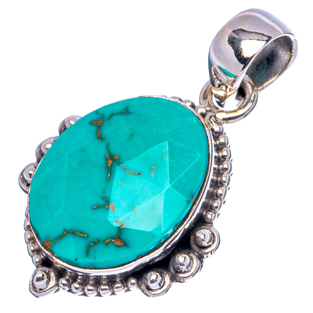 Rare Kingman Turquoise Pendant 1 1/8" (.925 Sterling Silver)