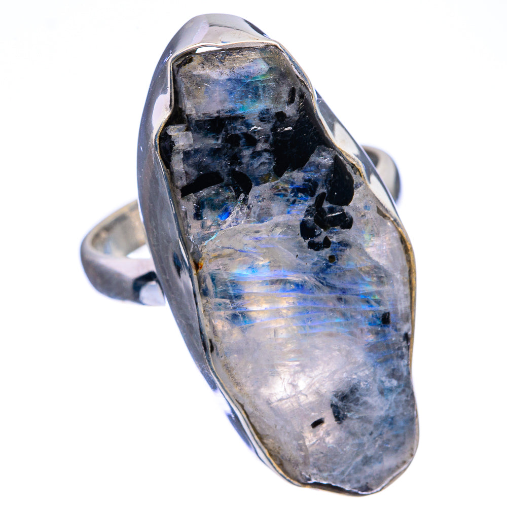 Large Raw Rainbow Moonstone Ring Size 9.25 (925 Sterling Silver) R142482