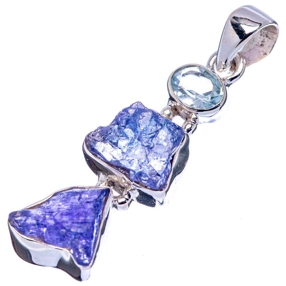 Tanzanite, Blue Topaz Pendant 1 5/8" (.925 Sterling Silver)