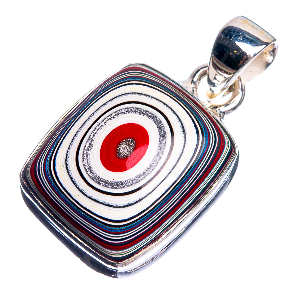 Fordite 925 Sterling Silver Pendant 1 1/8"