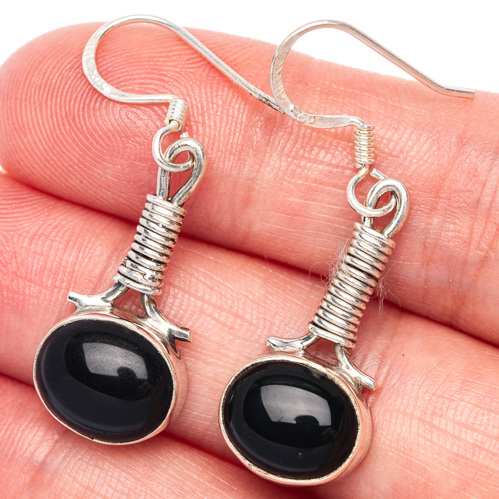 Black Onyx Earrings 1 1/2" (925 Sterling Silver) E433150