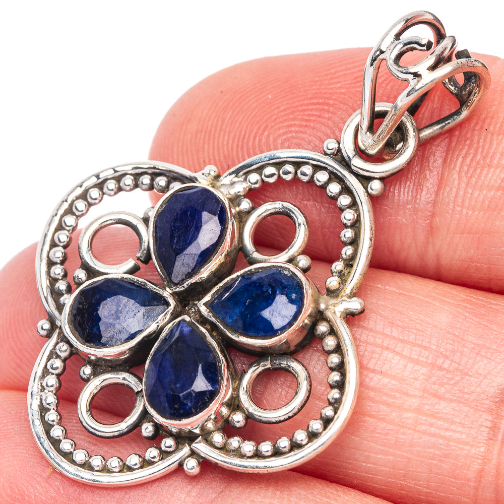 Sapphire Pendant 1 5/8" (925 Sterling Silver) P41027