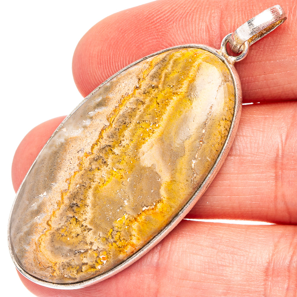 Bumblebee Jasper Pendant 2 1/8" (Silver Plated)