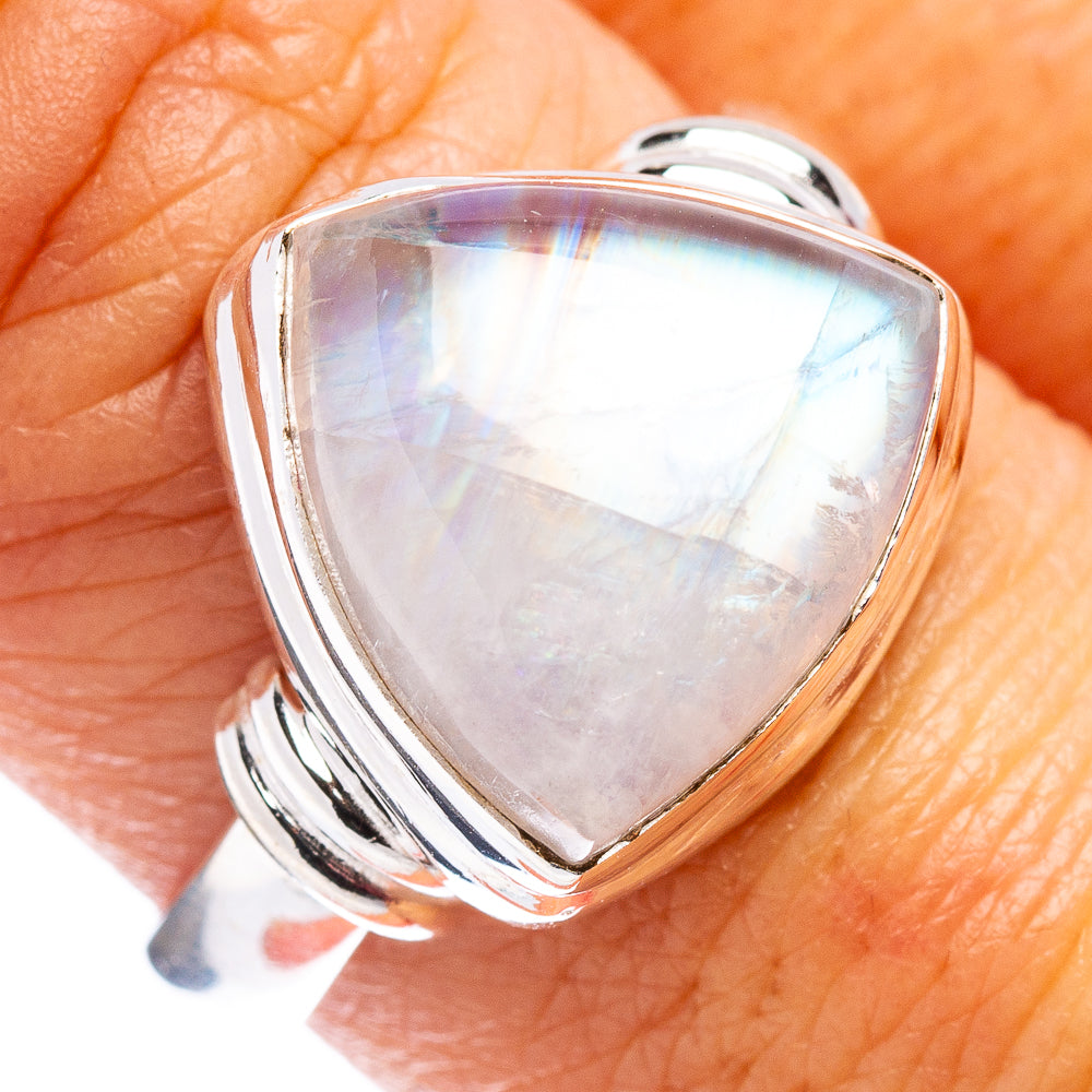 Rainbow Moonstone Ring Size 9 (.925 Sterling Silver)