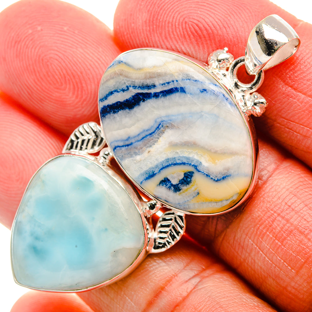 Blue Scheelite, Larimar Pendant 2" (925 Sterling Silver) PD37872