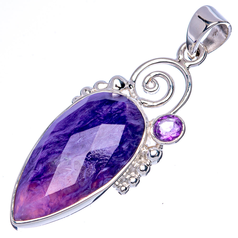 Asc Premium Charoite, Amethyst Pendant 1 5/8" (925 Sterling Silver) P42272