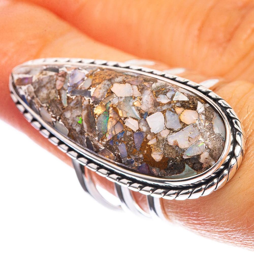 Large Brecciated Ethiopian Opal 925 Sterling Silver Ring Size 5.75