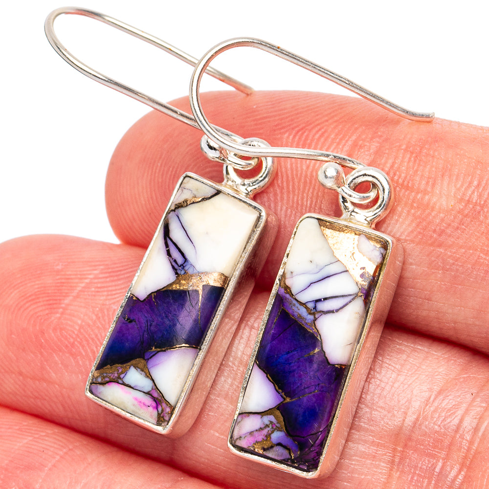 Purple Dahlia Turquoise Earrings 1 1/2" (925 Sterling Silver) E2775