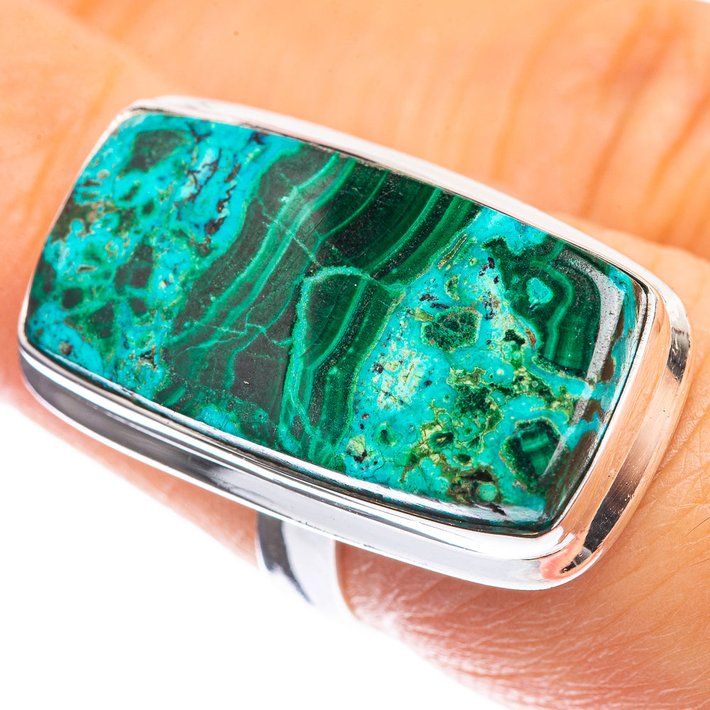 Malachite In Chrysocolla 925 Sterling Silver Ring Size 6.25