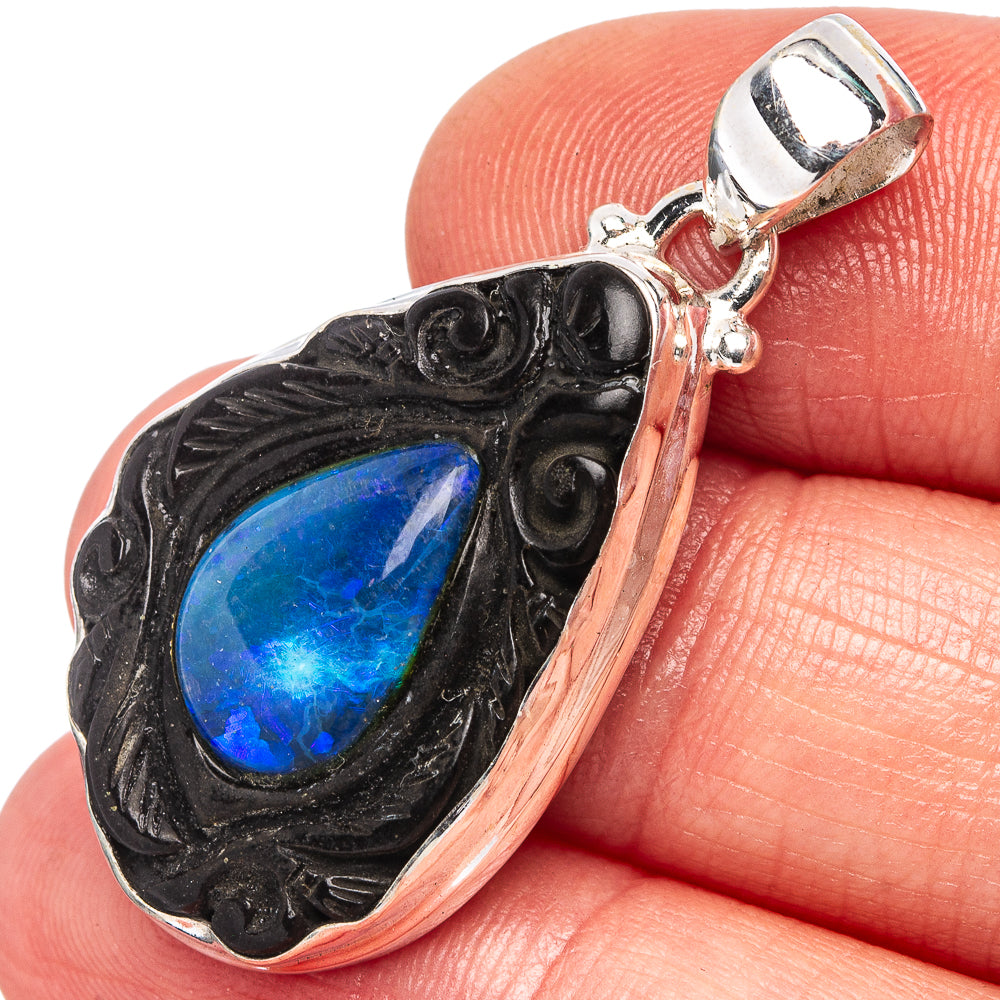 Doublet Opal Pendant 1 1/2" (.925 Sterling Silver)