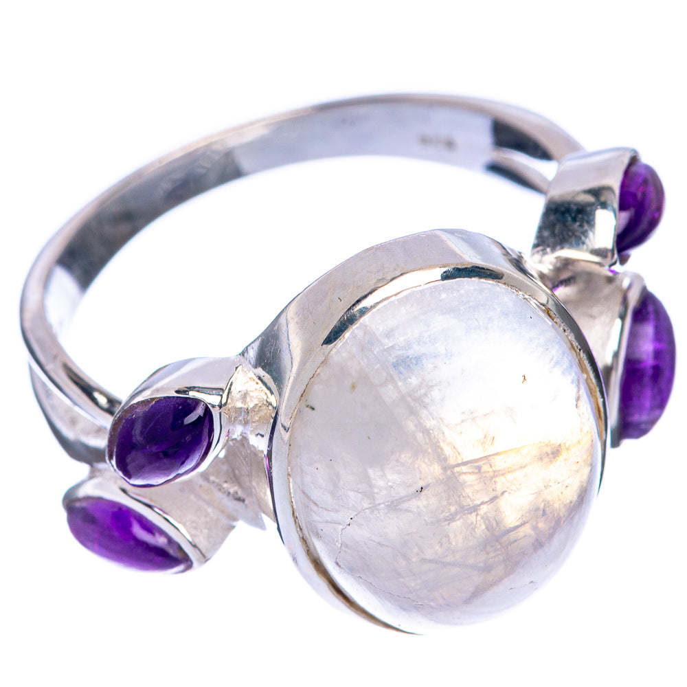 Rainbow Moonstone, Amethyst Ring Size 10 (925 Sterling Silver) R144780