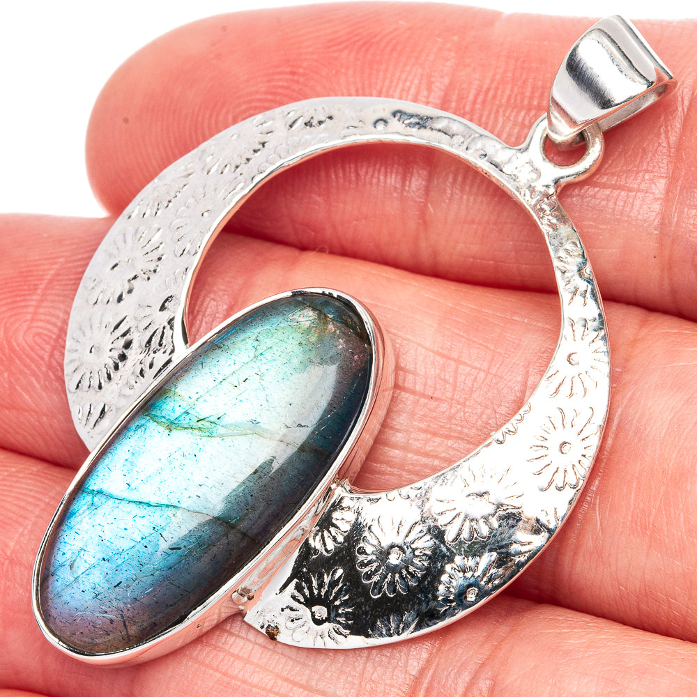 Premium Labradorite Pendant 1 3/4" (925 Sterling Silver) P41832