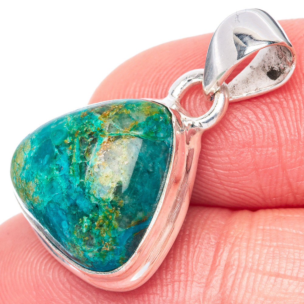 Shattuckite Chrysocolla Pendant 1" (925 Sterling Silver) P40874