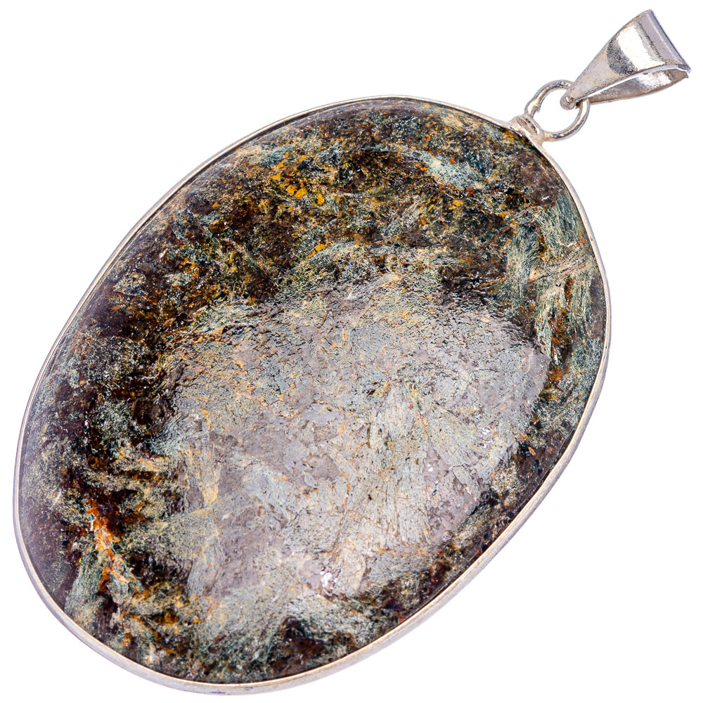 Firestone Palm Stone Pendant 2 5/8" (Silver Plated)