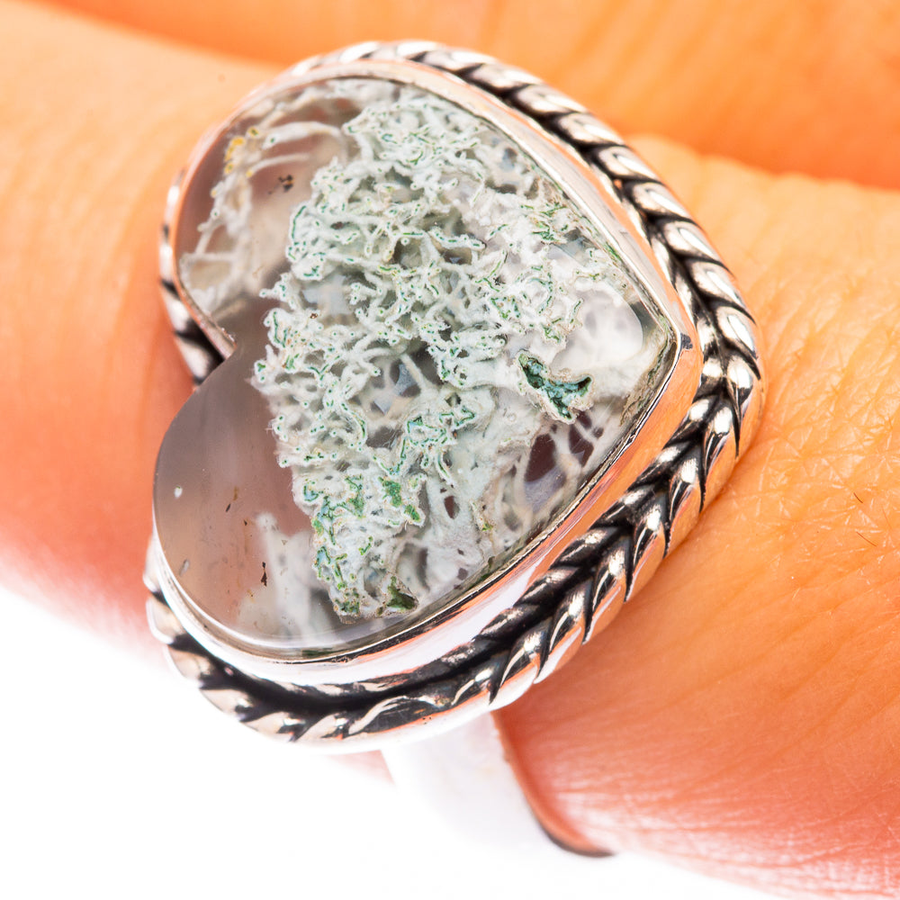 Green Moss Agate Ring Size 9.25 (925 Sterling Silver) R141327