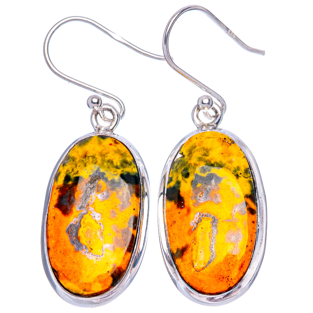 Bumble Bee Jasper Earrings 1 5/8" (925 Sterling Silver) E1130